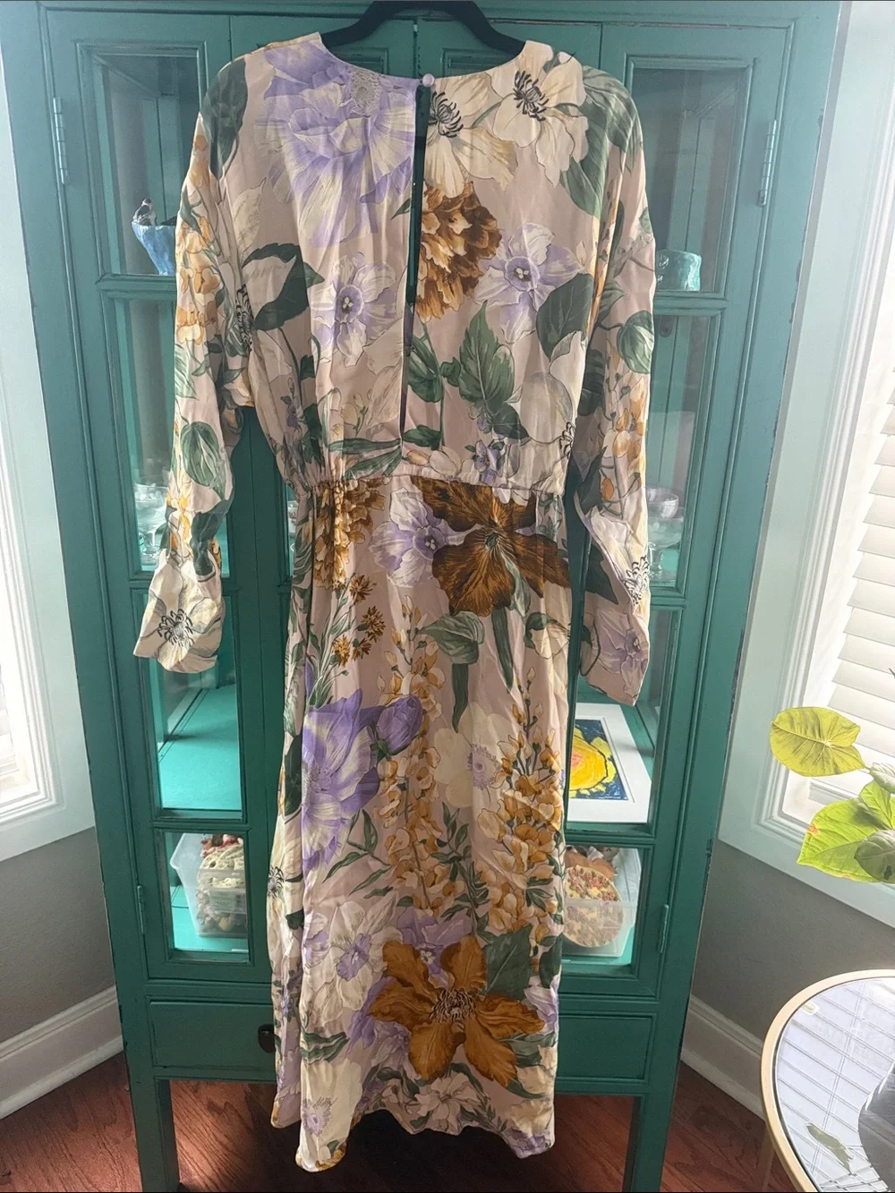 ASOS Cream Floral V‑Neck Maxi Gown Dress with Yellow & Lavender Flowers EUC - Picture 2 of 6